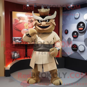 Tan Samurai mascot costume...