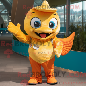 Gouden zalm mascottekostuum...