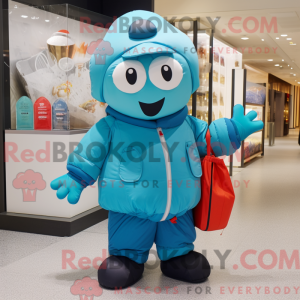 Cyan Juggle maskot kostume...