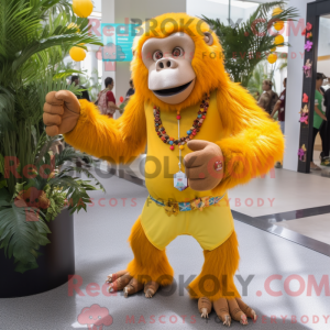 Gul orangutang maskot...