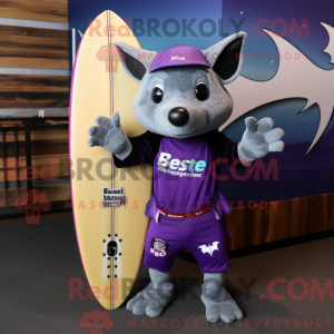 Purple Bat mascot costume...