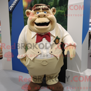 Beige Ogre maskot kostume...