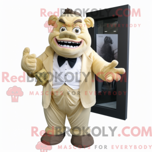 Beige Ogre mascottekostuum...
