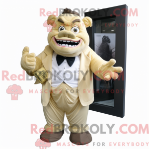 Beige Ogre maskot kostume...