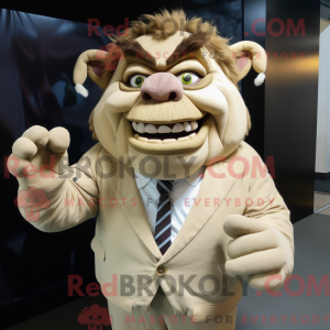 Beige Ogre mascot costume...