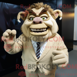 Beige Ogre maskot kostume...