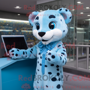 Sky Blue Cheetah mascot...