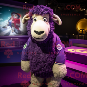 Purple Suffolk Sheep mascot...