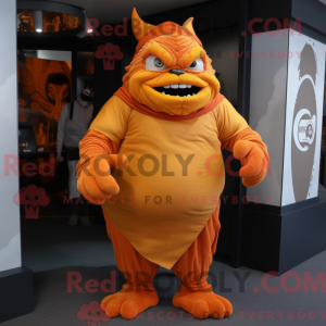 Orange Ogre maskot kostume...