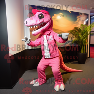 Rosa Allosaurus Maskottchen...
