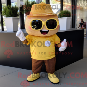 Gold Cupcake maskot kostume...