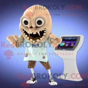 Beige Kraken mascot costume...