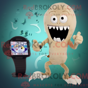 Beige Kraken maskot kostume...
