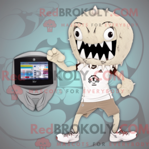 Beige Kraken maskot kostume...
