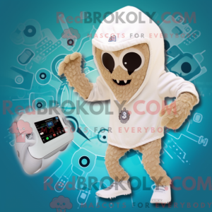 Beige Kraken maskot kostume...