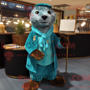 Teal Otter mascottekostuum...