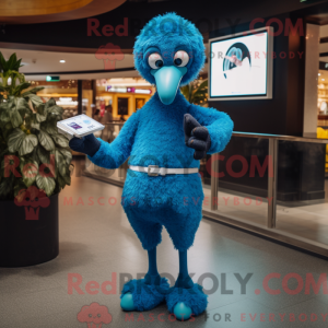 Blue Ostrich mascot costume...
