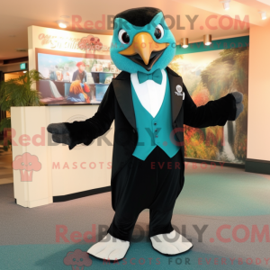 Teal Hawk maskot kostume...