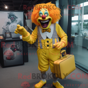 Yellow Evil Clown mascot...