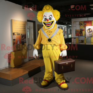 Yellow Evil Clown mascot...