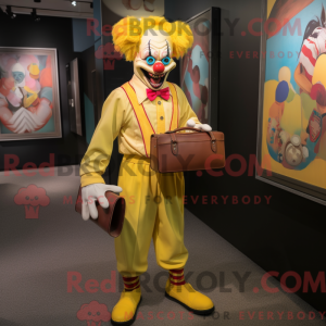 Yellow Evil Clown mascot...