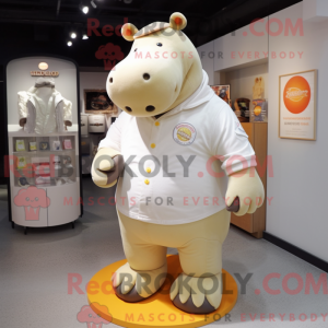 Cream Hippopotamus mascot...