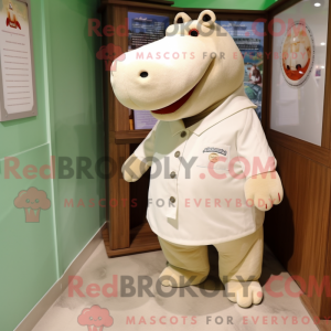 Cream Hippopotamus mascot...