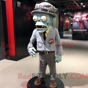 Gray Zombie mascot costume...