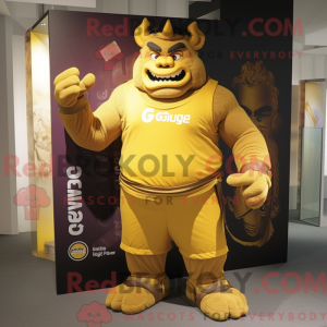 Gold Ogre maskot kostume...