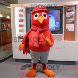 Red Quail mascot costume...
