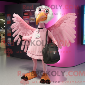 Pink Vulture maskot kostume...