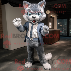 Grijze kat mascotte kostuum...