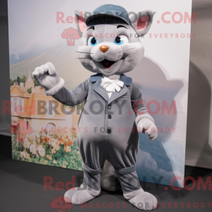 Gray Cat mascot costume...
