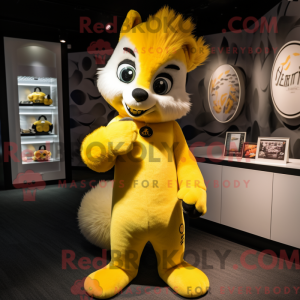 Yellow Skunk mascot costume...