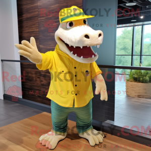 Gul krokodille maskot...