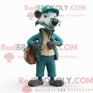 Teal Badger mascottekostuum...