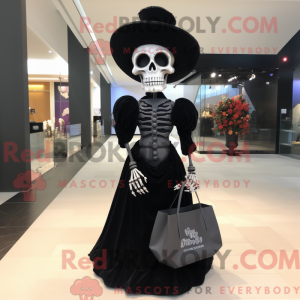 Black Skull mascot costume...
