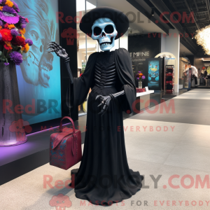 Black Skull mascot costume...