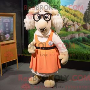 Peach Suffolk Sheep mascot...