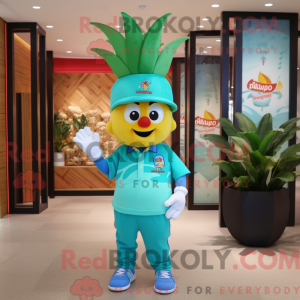 Blågrøn aas maskot kostume...