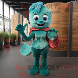 Teal Mermaid Maskottchen...