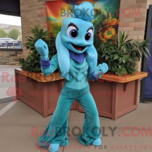 Teal Mermaid mascot costume...
