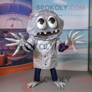 Silver Crab mascot costume...