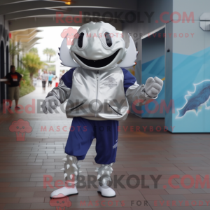 Silver Crab mascot costume...