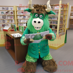 Green Yak mascot costume...