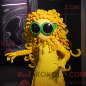 Gul Medusa maskot kostume...
