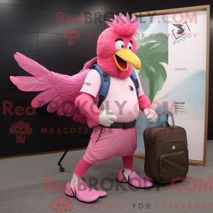 Pink Rooster maskot kostume...