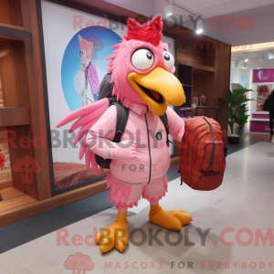 Pink Rooster mascot costume...