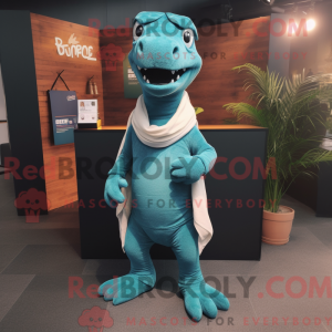 Teal Tyrannosaurus mascot...