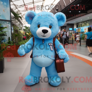 Sky Blue Teddy Bear mascot...